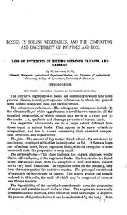 Cover of Losses in boiling vegetables and the composition and digestibility of potatoes and eggs by Snyder, Harry