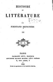 Front cover of Histoire et littérature by Ferdinand Brunetière