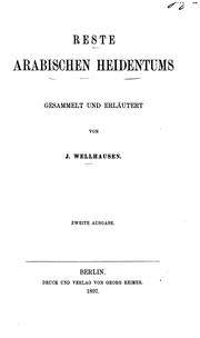 Cover of Reste arabischen Heidentums by Julius Wellhausen
