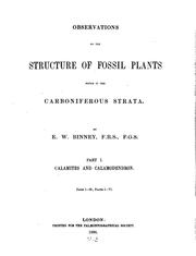 Front cover of Observations on the structure of fossil plants found in the carboniferous strata by Edward William Binney