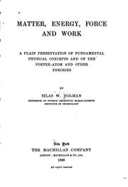 Cover of Matter, energy, force, and work by Silas W. Holman