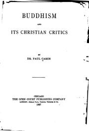 Front cover of Buddhism and its Christian critics by Paul Carus