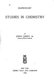 Cover of Elementary studies in chemistry by Torrey, Joseph jr.