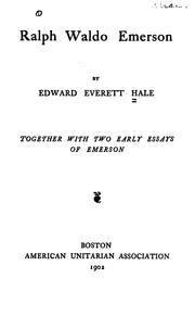 Cover of Ralph Waldo Emerson by Edward Everett Hale