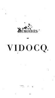 Front cover of Mémoires de Vidocq by Eugène François Vidocq