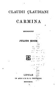 Front cover of Claudii Claudiani Carmina by Claudius Claudianus