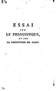 Cover of Essai sur le phlogistique, et sur la constitution des acides by Richard Kirwan