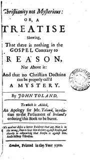 Front cover of Christianity not mysterious by John Toland