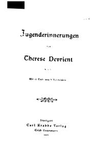 Cover of Jugenderinnerungen by Therese Devrient