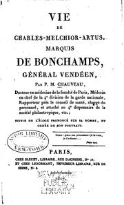 Front cover of Vie de Charles-Melchior-Artus, marquis de Bonchamps, général vendéen by P. M. Chauveau