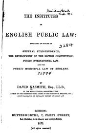 Cover of The institutes of English public law by David Nasmith