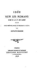 Front cover of Idée sur les romans by Marquis de Sade