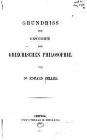 Cover of Grundriss der Geschichte der griechischen Philosophie by Eduard Zeller