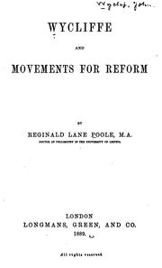 Front cover of Wycliffe and movements for reform by Reginald Lane Poole