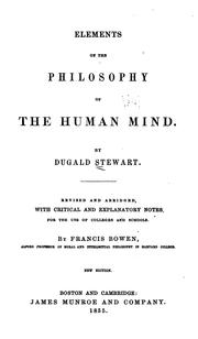 Front cover of Elements of the philosophy of the human mind by Dugald Stewart