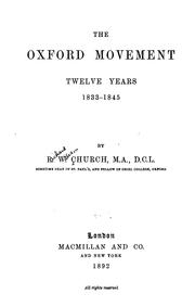 Front cover of The Oxford movement by Richard William Church