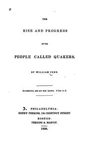 Cover of The rise and progress of the people called Quakers by William Penn
