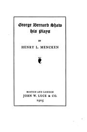 Cover of George Bernard Shaw by H. L. Mencken