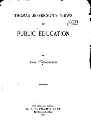 Front cover of Thomas Jefferson's views on public education by John Cleaves Henderson