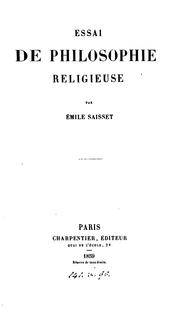Cover of Essai de philosophie religieuse by Émile Edmond Saisset