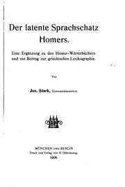 Front cover of Der latente Sprachschatz Homers by Joseph Stark