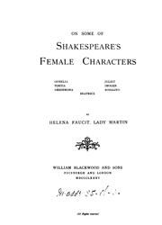 Front cover of On some of Shakespeare's female characters by Helena Faucit Martin