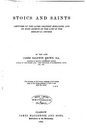 Cover of Stoics and saints by James Baldwin Brown
