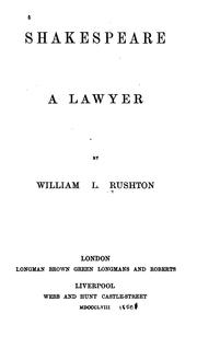 Cover of Shakespeare a lawyer by William Lowes Rushton