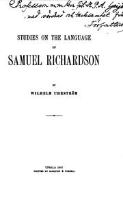 Front cover of Studies on the language of Samuel Richardson by Wilhelm Peter Uhrström