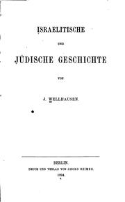 Cover of Israelitische und jüdische Geschichte by Julius Wellhausen