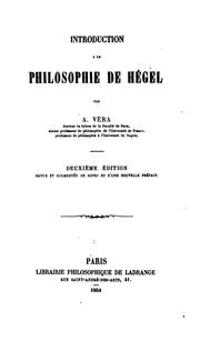 Cover of Introduction à la philosophie de Hégel by Augusto Vera