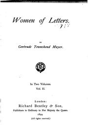 Front cover of Women of letters by Gertrude Townshend Mayer