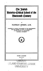Front cover of The Jewish historico-critical school of the nineteenth century by Nathan Stern