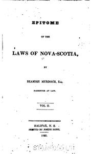 Cover of Epitome of the laws of Nova-Scotia by Beamish Murdoch