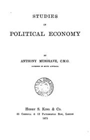 Front cover of Studies in political economy by Anthony Musgrave