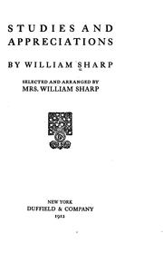 Cover of Studies and appreciations by Sharp, William