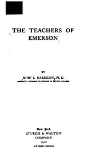 Front cover of The teachers of Emerson by John Smith Harrison