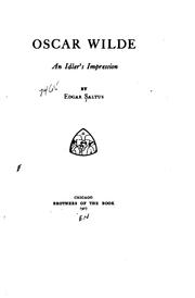 Front cover of Oscar Wilde, an idler's impression by Edgar Saltus