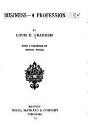 Cover of Business--a profession by Louis Dembitz Brandeis