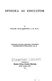 Front cover of Spinoza as educator by William Louis Rabenort