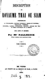 Front cover of Description du Royaume Thai ou Siam by Jean-Baptiste Pallegoix