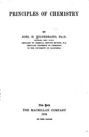 Cover of Principles of chemistry by Joel Henry Hildebrand