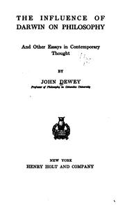Front cover of The influence of Darwin on philosophy by John Dewey