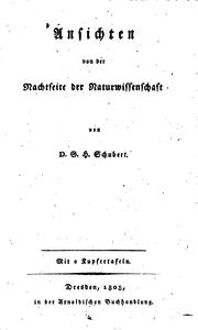 Cover of Ansichten von der Nachseite der Naturwissenschaft by Gotthilf Heinrich von Schubert