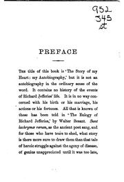 Front cover of The story of my heart by Richard Jefferies