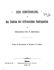 Front cover of Zur Einführung in das Studium der altfriesischen Rechtsquellen by Hölscher, Uvo