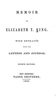 Front cover of Memoir of Elizabeth T. King by Elizabeth T. King