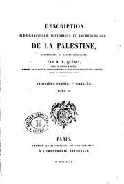 Front cover of Description géographique, historique et archéologique de la Palestine by Victor Guérin