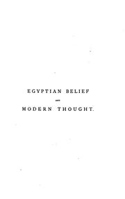 Cover of Egyptian belief and modern thought by James Bonwick