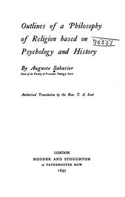 Cover of Outlines of a philosophy of religion based on psychology and history by Auguste Sabatier